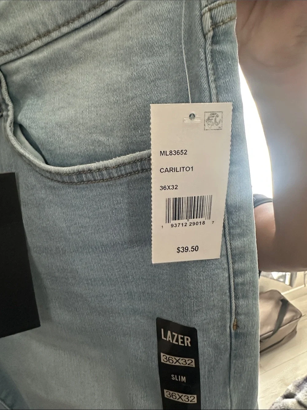 Slim Straight Light Blue Men’s Jeans - Distressed Finish